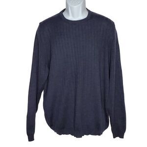 Brooks Brothers 346 Ribbed Fine Merino Wool Sweater L Light Weight Blue